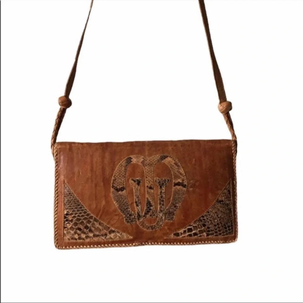 Vintage 60s Leather Bag Snakeskin - Picture 4 of 8